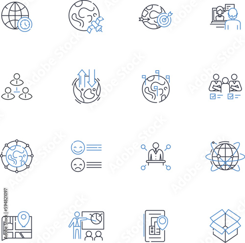Partitioning line icons collection. Dividing, Subdivision, Segmentation, Separation, Allocation, Cleaving, Fragmentation vector and linear illustration. Splitting,Segregation,Distribution outline