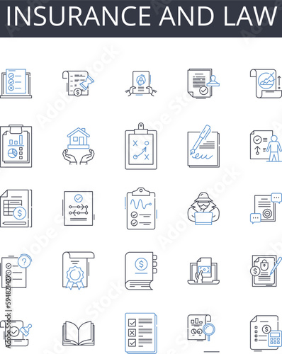 Insurance and law line icons collection. nsurance, Protection, Cover, Assurance, Security, Policy, Safety net vector and linear illustration. Warranty,Guarantee,Indemnity outline signs set