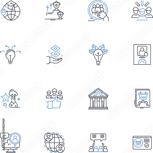 Academic enrichment line icons collection. Learning, Education, Knowledge, Development, Enrichment, Enhancement, Skills vector and linear illustration. Curriculum,Innovation,Advancement outline signs