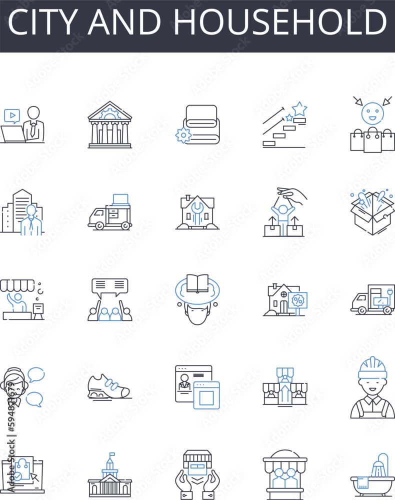 City and household line icons collection. Collaboration, Diversity, Engagement, Empathy, Flexibility, Innovation, Leadership vector and linear illustration. Motivation,Ownership,Performance outline