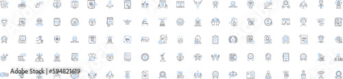 Honors line icons collection. Prestige, Recognition, Achievements, Excellence, Merit, Distinction, Scholarship vector and linear illustration. Accolade,Award,Prestigious outline signs set