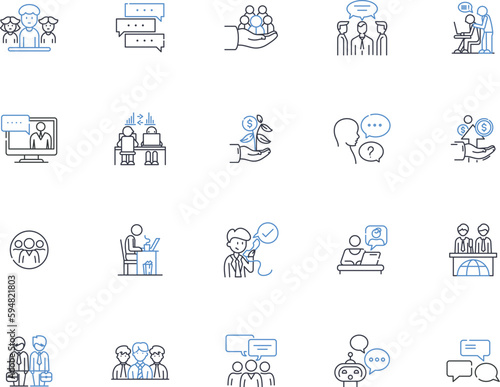 Facilitating growth line icons collection. Empowerment, Cultivation, Development, Advancement, Progression, Expansion, Maturation vector and linear illustration. Evolution,Enrichment,Nurturing outline