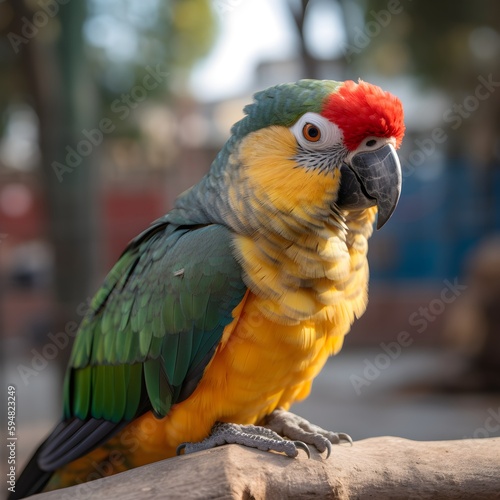 Portrait of a colorful macaw parrot, close-up, Generative Ai