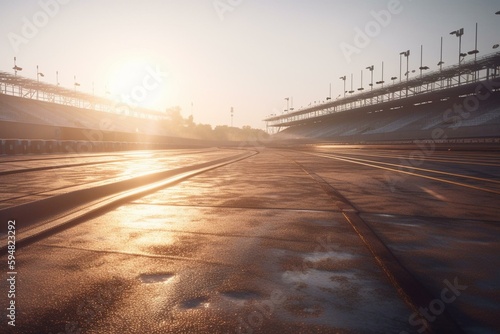 Sunlight on a racetrack (in). Generative AI © Artur