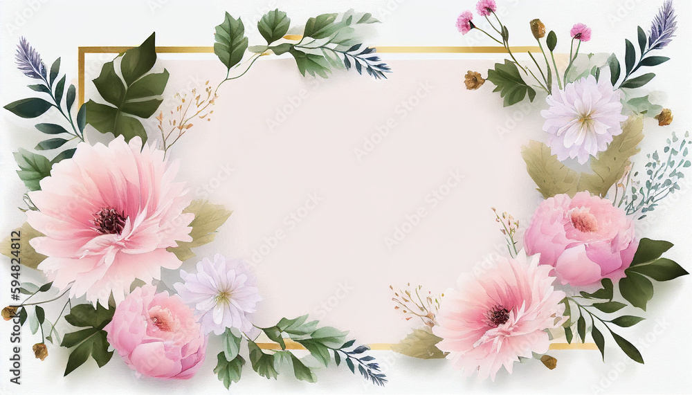 Beautiful blooming floral wedding invitation banner, Generative AI Beautiful blooming floral wedding invitation banner, Generative AI