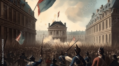 Bastille Day, French Revolution, battle. Generative AI