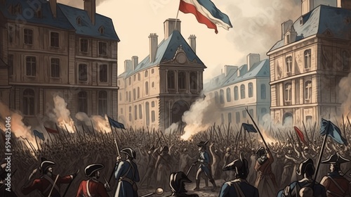 Bastille Day, French Revolution, battle. Generative AI photo