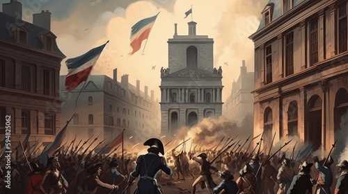 Photo Bastille Day, French Revolution, battle. Generative AI