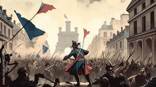 Bastille Day, French Revolution, battle. Generative AI photo