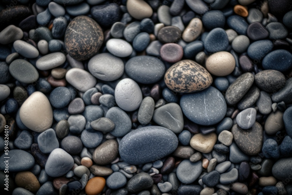 Abstract background with dry beautiful stones or pebbles, selective focus. AI generated, human enhanced. Abstract background with dry beautiful stones or pebbles, selective focus. AI generated, human enhanced.