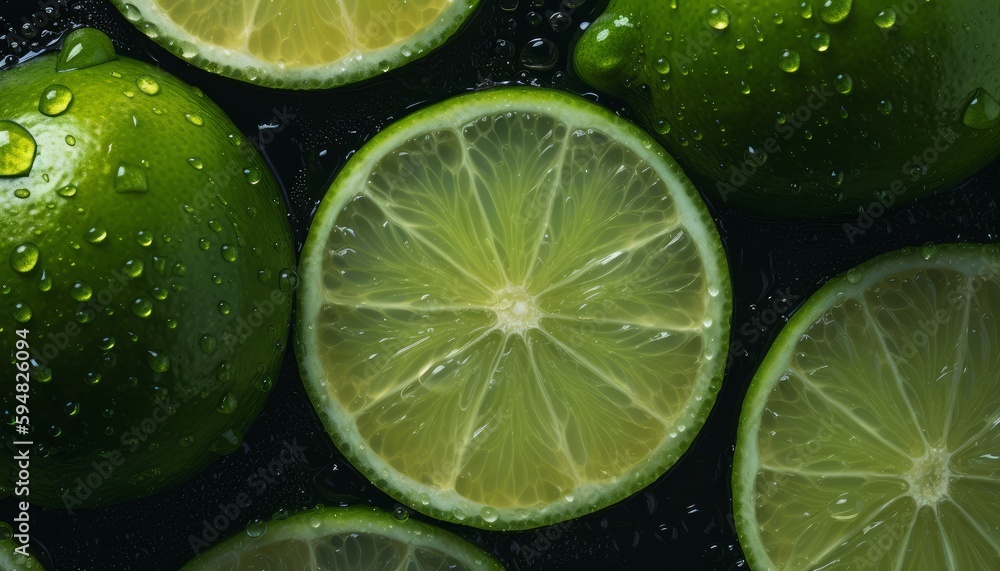Top view of of a ripe lemon with waterdrops on a seamless background, lime, limon ai, ai generative, illustration Top view of of a ripe lemon with waterdrops on a seamless background, lime, limon ai, ai generative, illustration