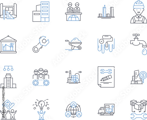 Strategic chain line icons collection. Integration, Collaboration, Efficiency, Optimization, Synergy, Alignment, Planning vector and linear illustration. Execution,Coordination,Relationship outline