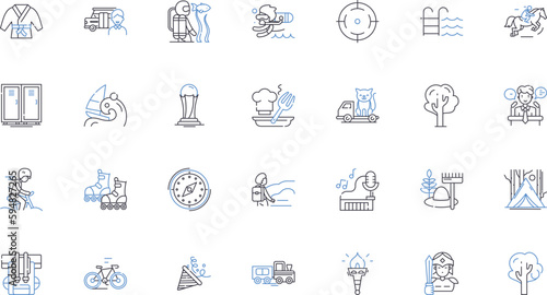 Sporting events line icons collection. Competition, Athletes, Stadium, Excitement, Victory, Fans, Training vector and linear illustration. Endurance,Adrenaline,Champions outline signs set