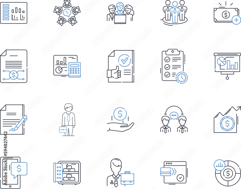 Strategic planning and decision-making line icons collection. Strategy, Analysis, Insight, Objectives, Resources, Priorities, Opportunities vector and linear illustration. Risk,Innovation,Vision