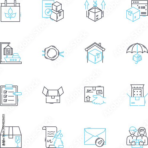 Letter linear icons set. Alphabet , Correspondence , Communication , Scribble , Envelope , Penmanship , Typing line vector and concept signs. Calligraphy ,Statiry ,Writing outline illustrations