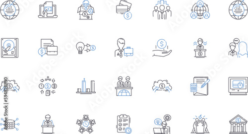 Wealth policy line icons collection. Redistribution, Inheritance, Taxation, Economic, Equity, Prosperity, Philanthropy vector and linear illustration. Investment,Savings,Capitalism outline signs set