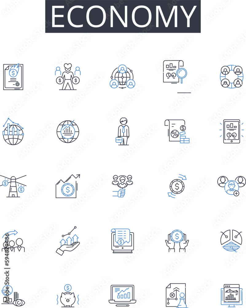 Economy line icons collection. Business, Finances, Commerce, Market, Trade, Industry, My matters vector and linear illustration. Capitalism,Fiscal system,Financial climate outline signs set