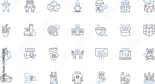 Boutique trade line icons collection. Fashion, Luxury, Unique, Charm, Glamour, Style, Sophistication vector and linear illustration. Elegance,Chic,Exclusive outline signs set