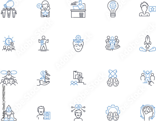 Dominance line icons collection. Power, Control, Command, Supremacy, Authority, Reign, Mastery vector and linear illustration. Domination,Sovereignty,Hegemony outline signs set