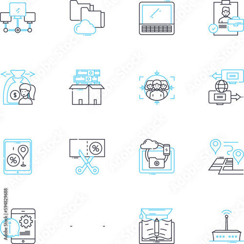 Mobile journey linear icons set. Navigation, Optimization, Usability, Accessibility, Convenience, Satisfaction, Experience line vector and concept signs. Interface,Integration,Engagement outline