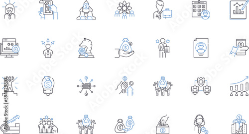 Work effectiveness line icons collection. Efficiency, Productivity, Focus, Discipline, Time-management, Results-oriented, Motivation vector and linear illustration. Accountability,Organization
