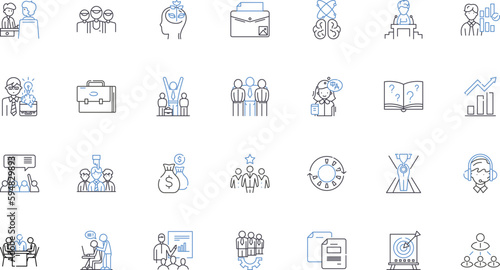 Interpersonal skills line icons collection. Communication, Listening, Empathy, Cooperation, Collaboration, Compassion, Respect vector and linear illustration. Emotional intelligence,Conflict