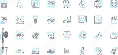 Calm pause linear icons set. Serenity, Tranquility, Stillness, Peace, Harmony, Relaxation, Quietude line vector and concept signs. Contentment,Solitude,Balance outline illustrations