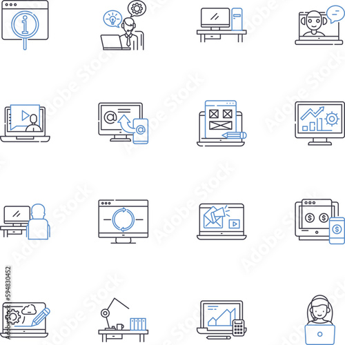Interaction line icons collection. Engagement, Communication, Cooperation, Dialogue, Connection, Participation, Collaboration vector and linear illustration. Association,Integration,Conversation
