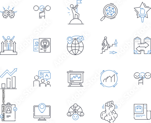 Business expansion line icons collection. growth, scaling, expansion, diversification, globalization, franchise, acquisition vector and linear illustration. market share,partnership,integration