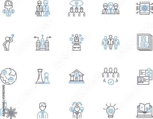 Business intelligence line icons collection. Analytics  Dashboards  Insights  Data  Visualization  Reports  Metrics vector and linear illustration. KPIs Trends Predictive outline signs set