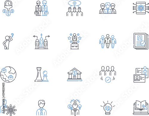 Business intelligence line icons collection. Analytics, Dashboards, Insights, Data, Visualization, Reports, Metrics vector and linear illustration. KPIs,Trends,Predictive outline signs set
