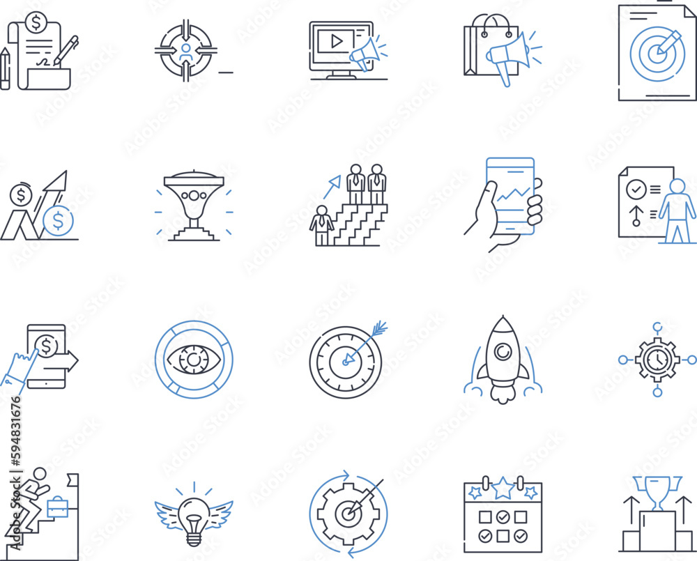 Service Model line icons collection. Outsourcing, Cloud, Subscription, On-demand, Platform, Full-service, Hybrid vector and linear illustration. Managed,Distribution,Hosting outline signs set