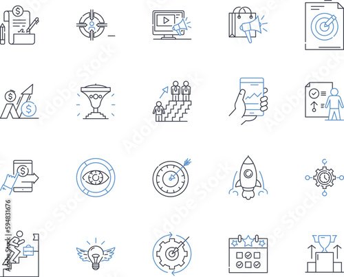 Service Model line icons collection. Outsourcing  Cloud  Subscription  On-demand  Platform  Full-service  Hybrid vector and linear illustration. Managed Distribution Hosting outline signs set