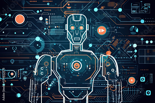 robot automation background, illustration, generative ai