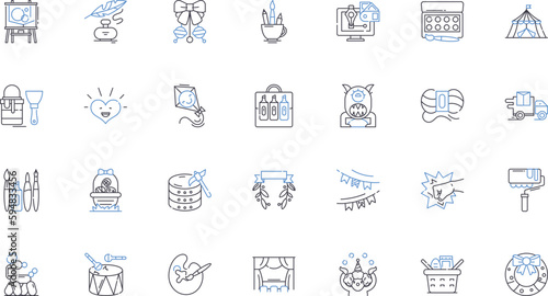 Quirky pursuits line icons collection. Whimsy, Eccentricity, Oddities, Peculiarities, Kooky, Individualism, Unconventional vector and linear illustration. Novelty,Curiosity,Playfulness outline signs
