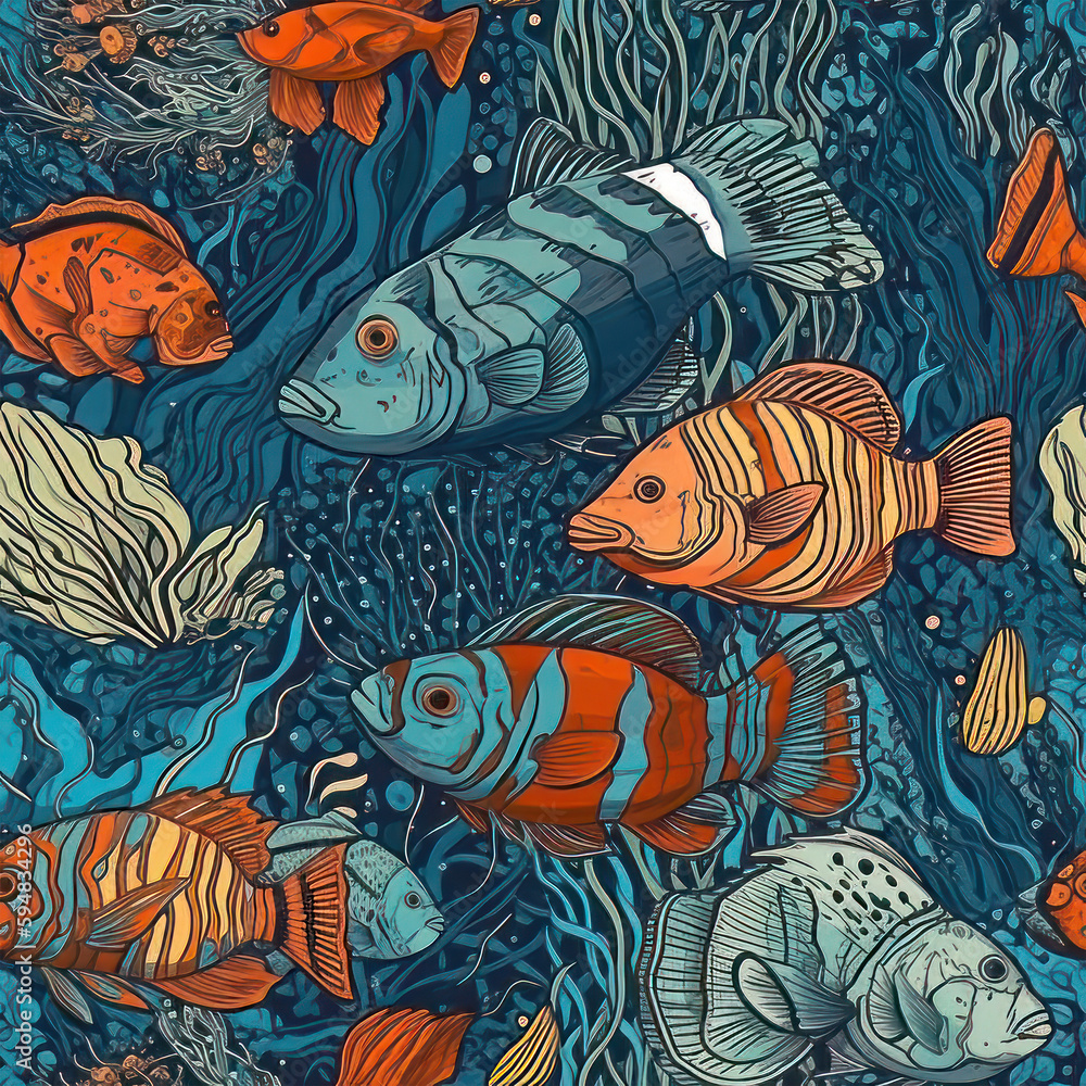 seamless pattern with fishes seamless pattern with fishes