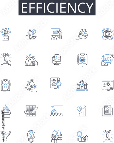 Efficiency line icons collection. Speediness, Productiveness, Promptness, Competence, Proficiency, Agility, Quickness vector and linear illustration. Swiftness,Effectualness,Powerfulness outline signs