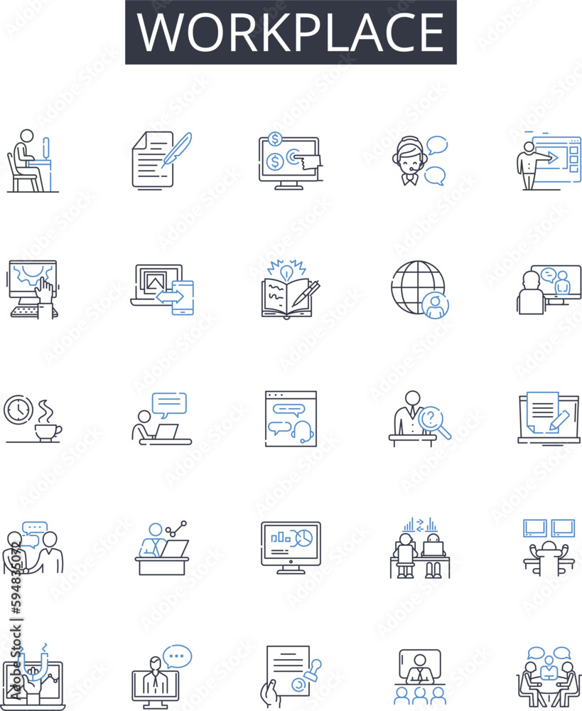 Workplace line icons collection. Bundle, Container, Load, Stack, Satchel, Parcel, Kit vector and linear illustration. Box,Bulk,Case outline signs set Workplace line icons collection. Bundle, Container, Load, Stack, Satchel, Parcel, Kit vector and linear illustration. Box,Bulk,Case outline signs set