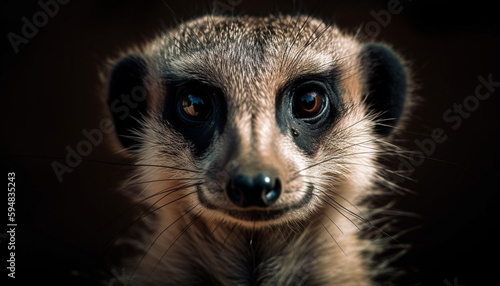 Close up portrait of cute lemur staring generated by AI