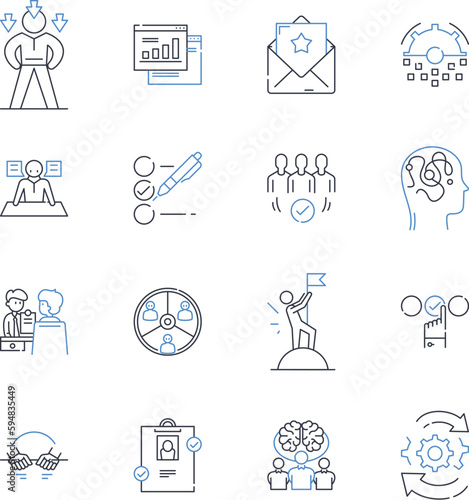Commercial development line icons collection. Investment, Property, Retail, Office, Construction, Zoning, Planning vector and linear illustration. Lease,Design,Market outline signs set