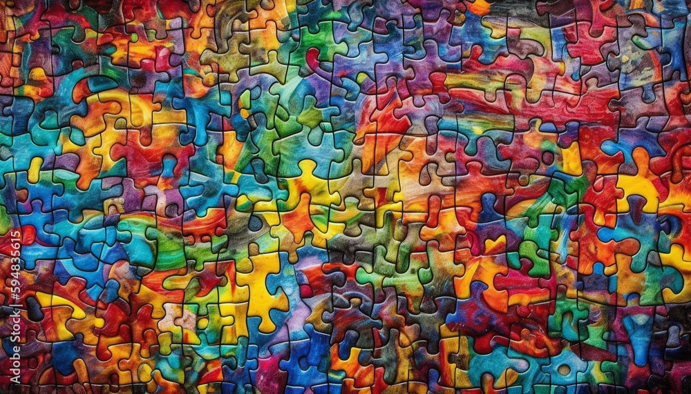 Colorful jigsaw puzzle brings order and leisure generated by AI