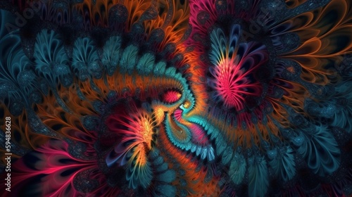vibrant and mesmerizing fractal background  digital art illustration  Generative AI