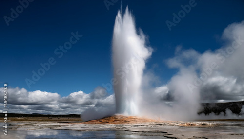 Boiling hot water erupts from volcanic geyser generated by AI