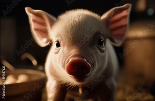 Cute little piglet snout in selective focus generated by AI © Jeronimo Ramos