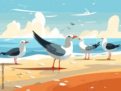 seagulls on the beach