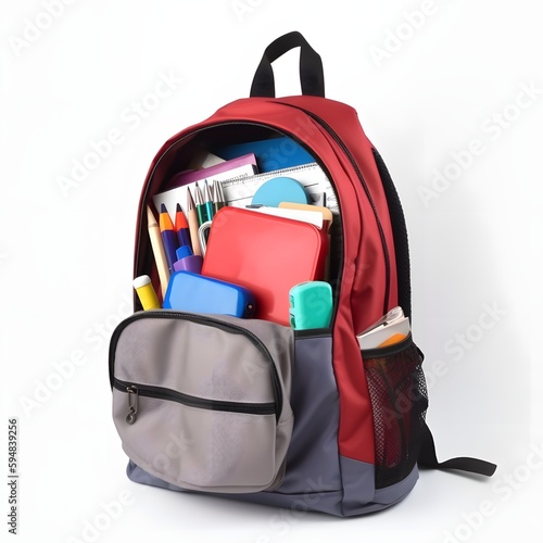 school bag with supplies