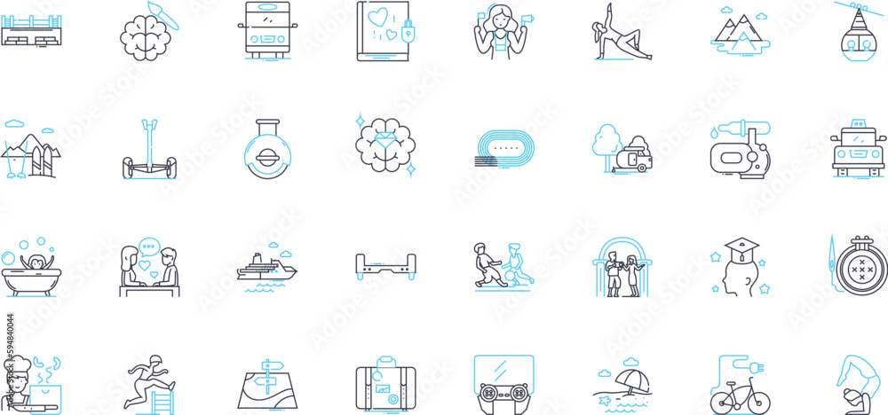 Active living linear icons set. Fitness, Health, Exercise, Movement, Wellbeing, Vigor, Agility line vector and concept signs. Endurance,Strength,Flexibility outline illustrations Active living linear icons set. Fitness, Health, Exercise, Movement, Wellbeing, Vigor, Agility line vector and concept signs. Endurance,Strength,Flexibility outline illustrations