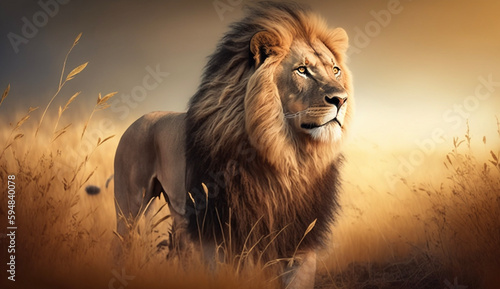 横を向いているライオンの写真 Pictures of lions facing sideways  | Generative AI