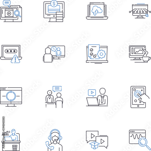 Product pitching line icons collection. nnovative Impactful Effective Powerful Dynamic Elevating Engaging Compelling Persuasive Influential Bold Advanced Revolutionary Strategic Well-designed