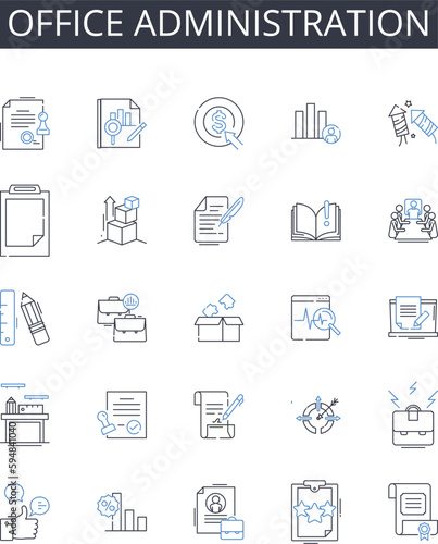Office administration line icons collection. Velocity, Motion, Quickening, Momentum, Swiftness, Burst, Thrust vector and linear illustration. Surge,Haste,Escalation outline signs set